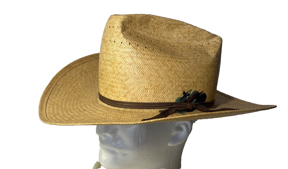 AHCO American Hat Co Houston Texas Rancher Cowboy Straw Hat Size 7 5/8